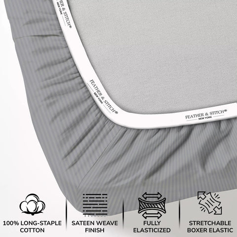 Feather & Stitch New York king flat sheet embroidered hem adds subtle luxury