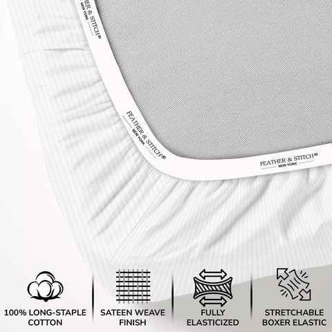 Feather & Stitch New York pillowcases 20x30 frame a complete bedding look.
