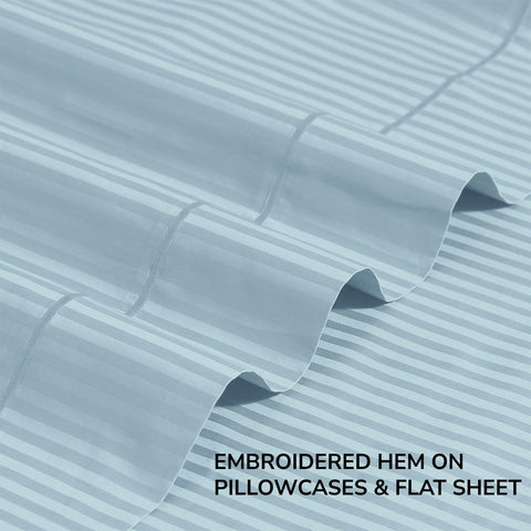 Feather & Stitch New York sateen weave sheen conveys hotel-inspired comfort