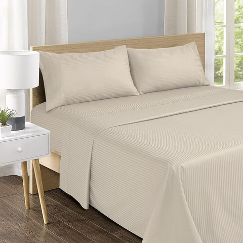 Feather & Stitch New York sheet set packaging and care guide.