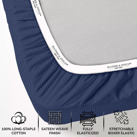 Feather & Stitch New York sateen weave texture — silky surface for restful nights.