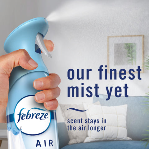 Febreze Air Mist crisp clean label highlighting heavy-duty formula