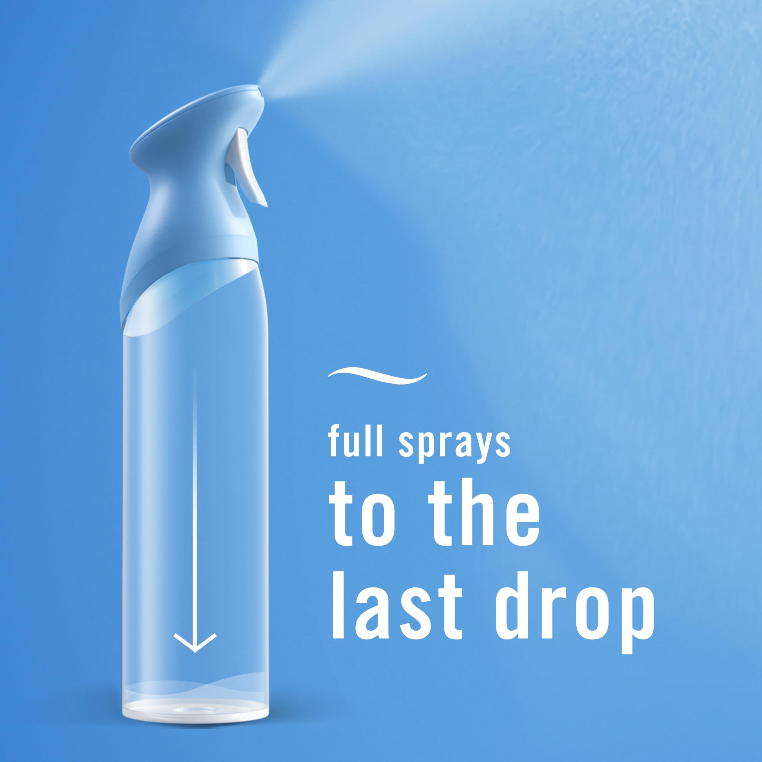 Febreze Air Mist upgraded nozzle delivers full sprays to last drop.
