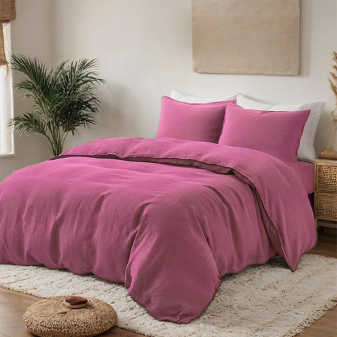 FEDALI HOME Rouge Pink Duvet Cover Queen fabric detail shows smooth texture and depth of color