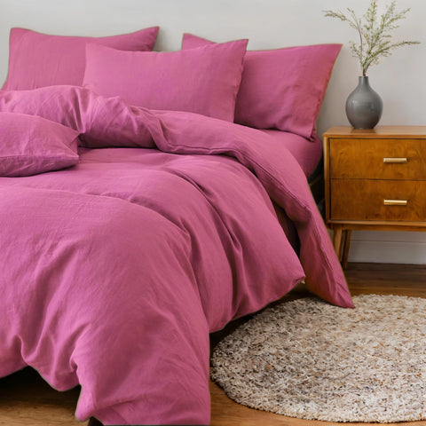 FEDALI HOME Rouge Pink Duvet Cover Queen interior corner ties secure the duvet