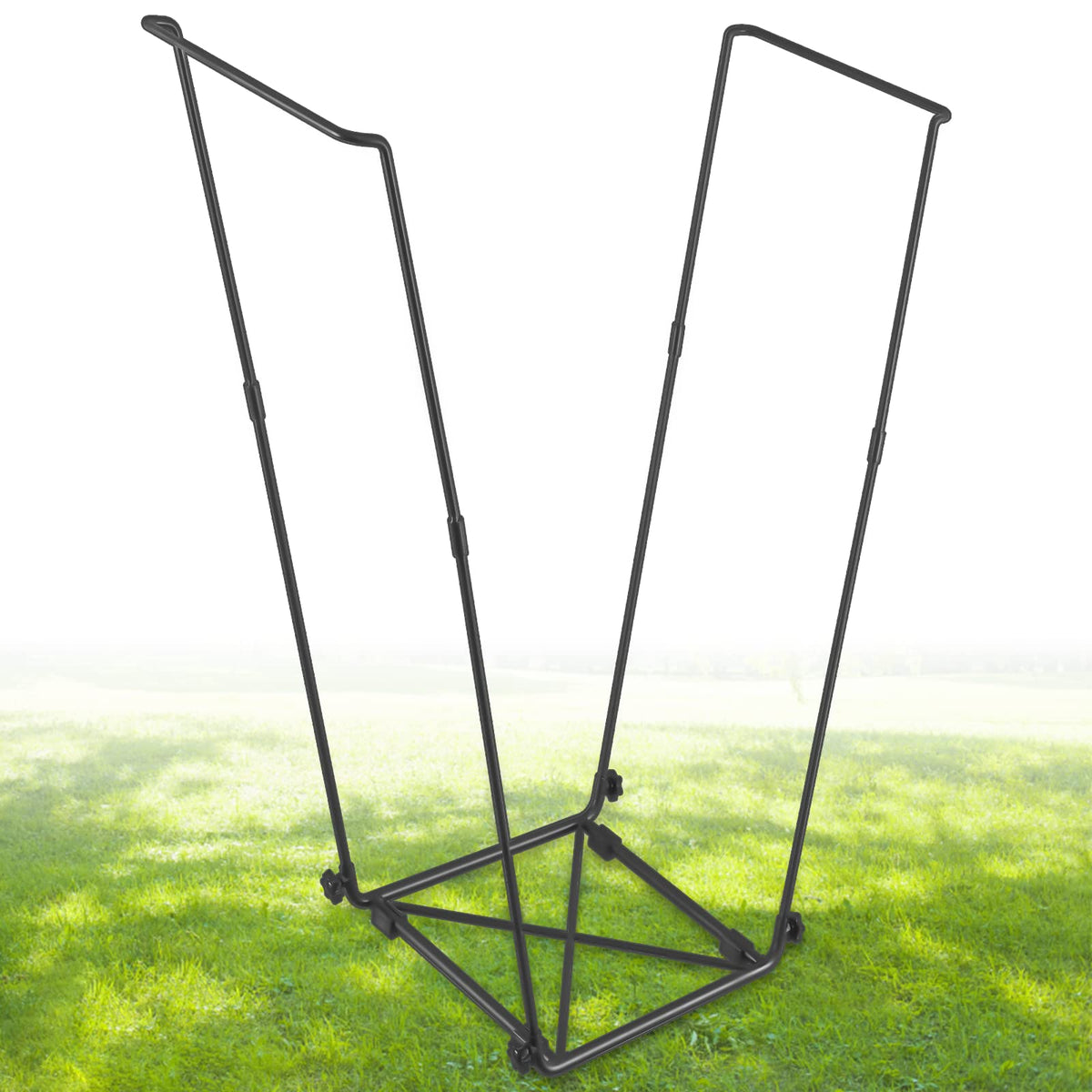 FEED GARDEN trash bag holder side view for 30-45 gallon bags, sturdy stability.