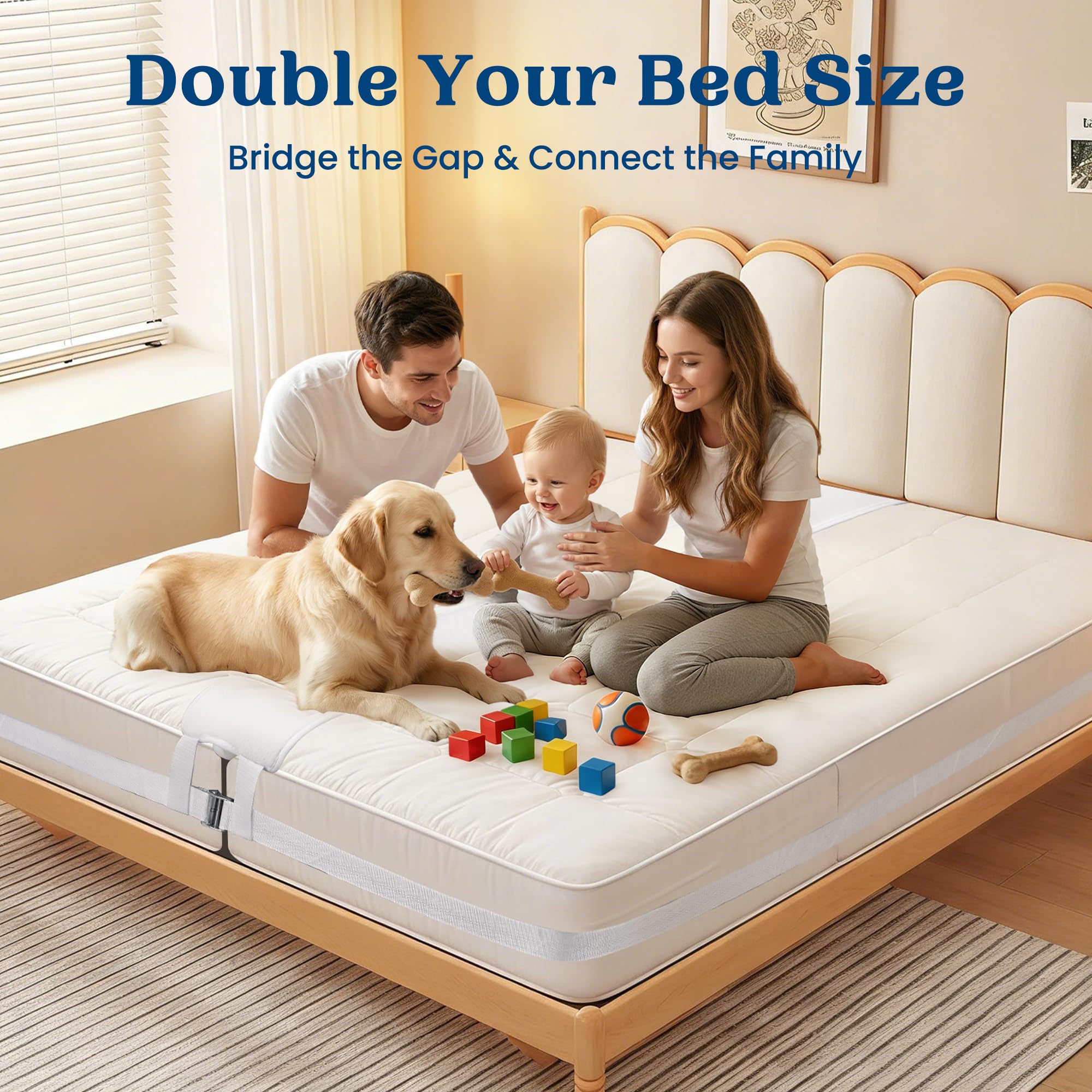 FeelAtHome bed bridge creates a smooth sleeping surface for guest nights.