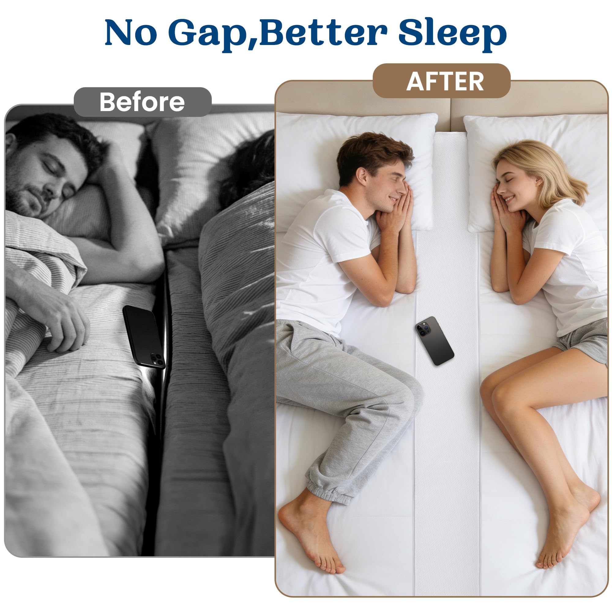FeelAtHome bed-bridge seamless-sleep-surface shows smooth transition across two mattresses