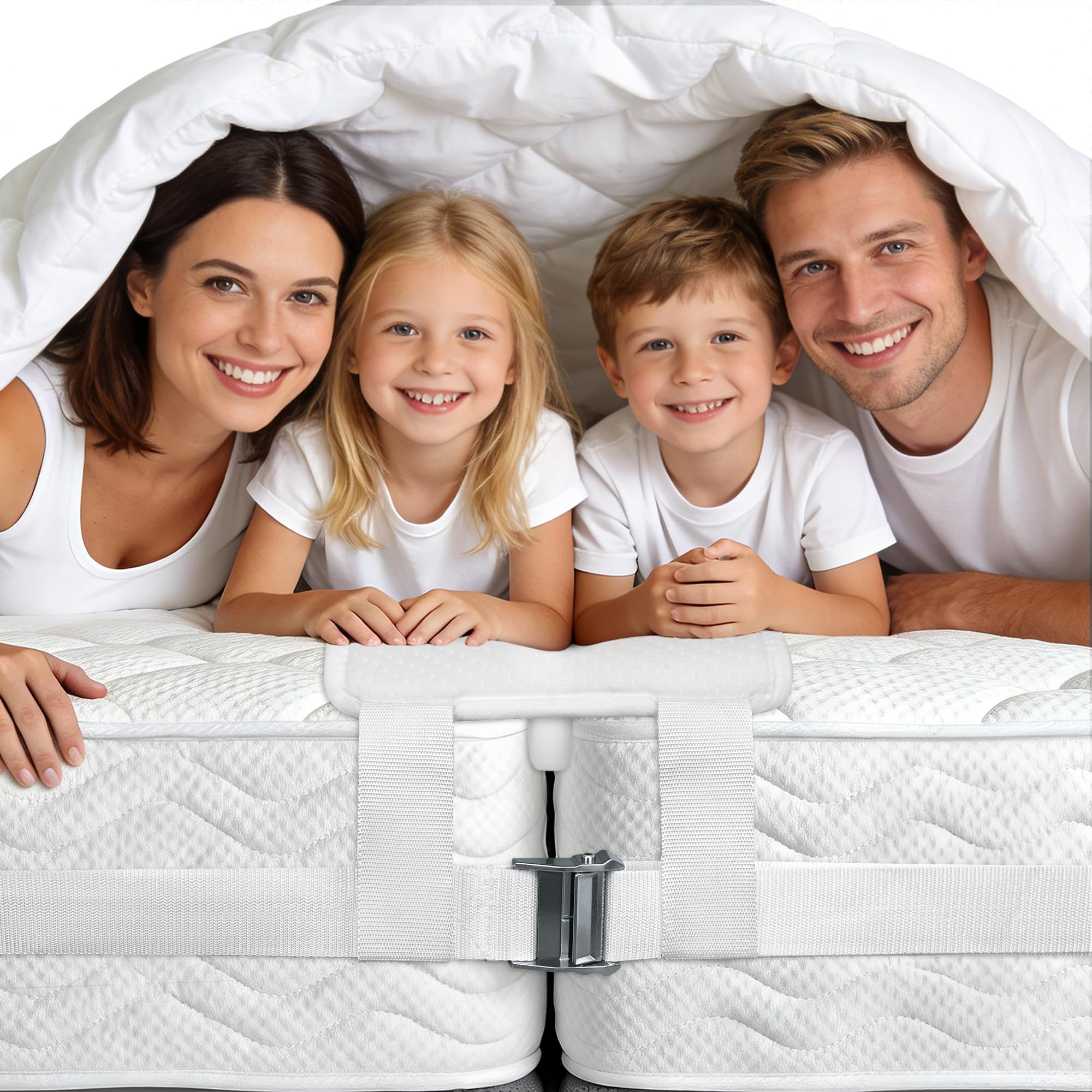 FeelAtHome bed bridge setup connects two twins to king for a seamless sleep surface.