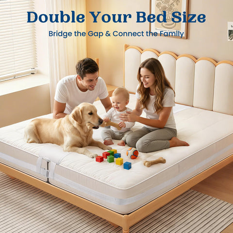 FeelAtHome bed-bridge strap-system demonstrates stable attachment for a secure mattress connection