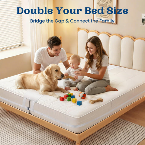 FeelAtHome twin-xl to king connector in use creates a seamless sleeping surface.