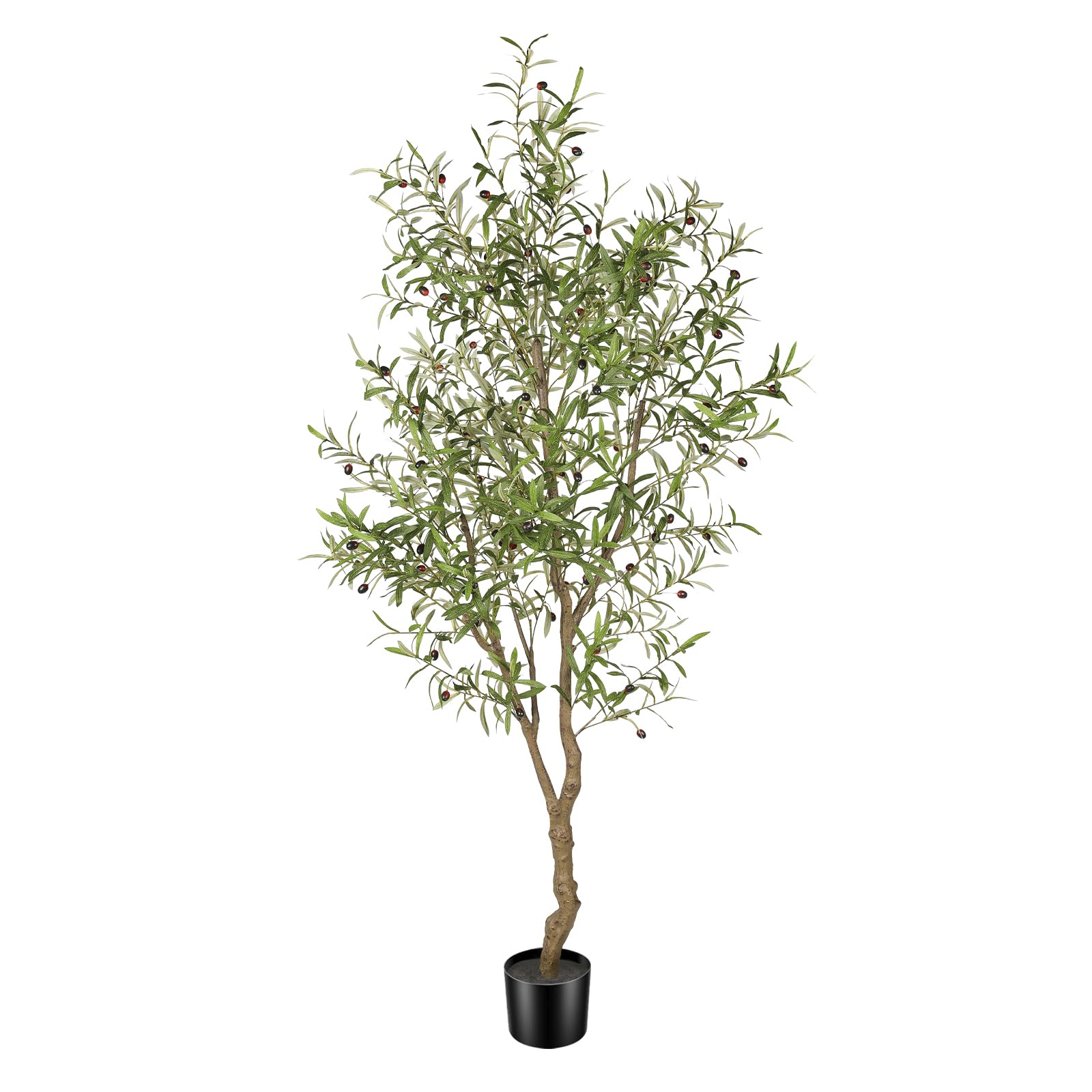 FEELEAD 7ft olive tree leaves create a lifelike indoor focal point for elegant decor.