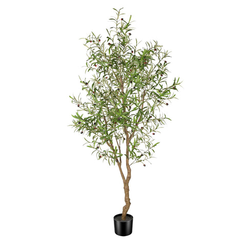 FEELEAD 7ft olive tree leaves create a lifelike indoor focal point for elegant decor.