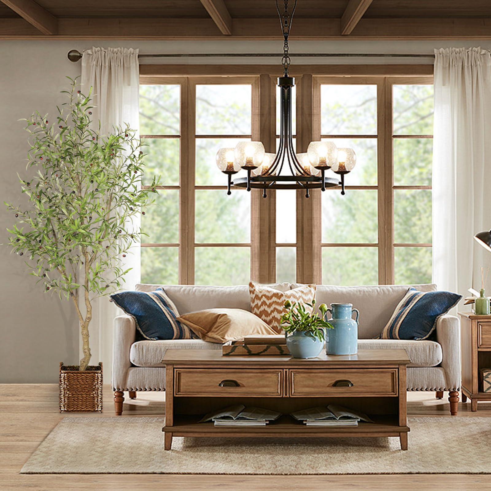 FEELEAD olive tree decor suits living rooms and offices.