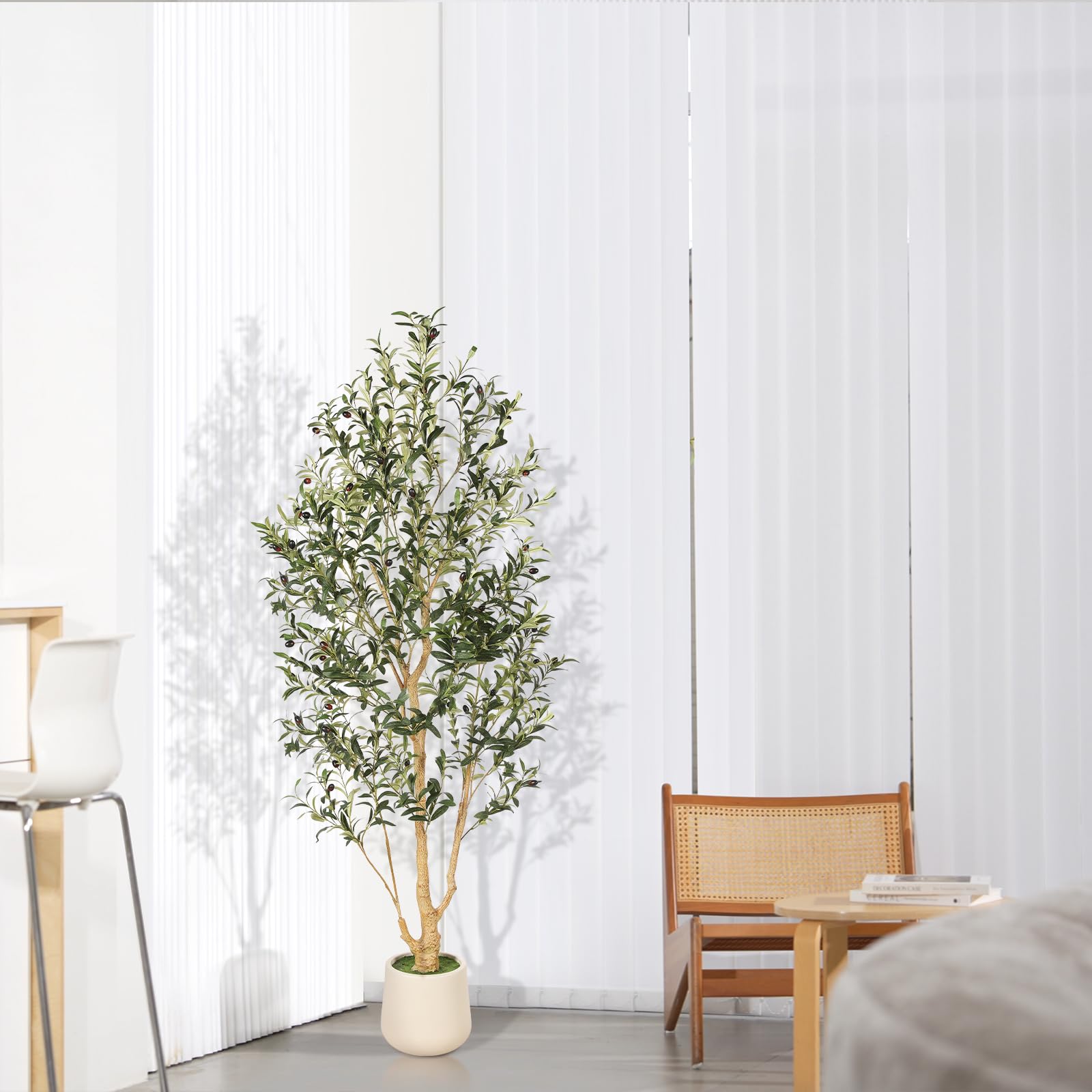 FEELEAD artificial olive tree demonstrates maintenance-free year-round greenery