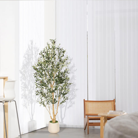 FEELEAD artificial olive tree demonstrates maintenance-free year-round greenery