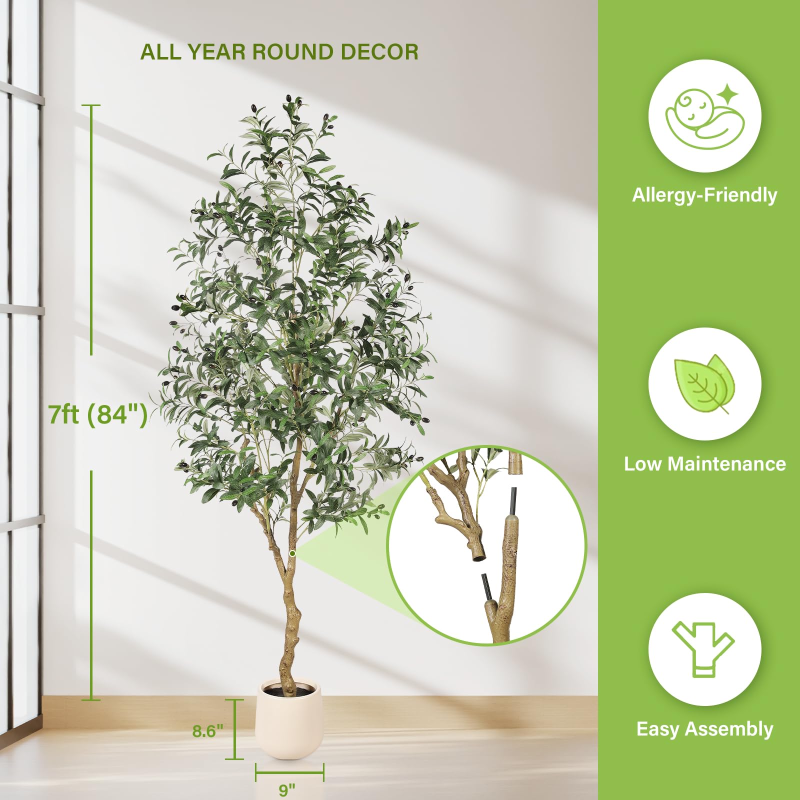 FEELEAD olive tree leaves closeup realistic foliage for authentic indoor ambiance.