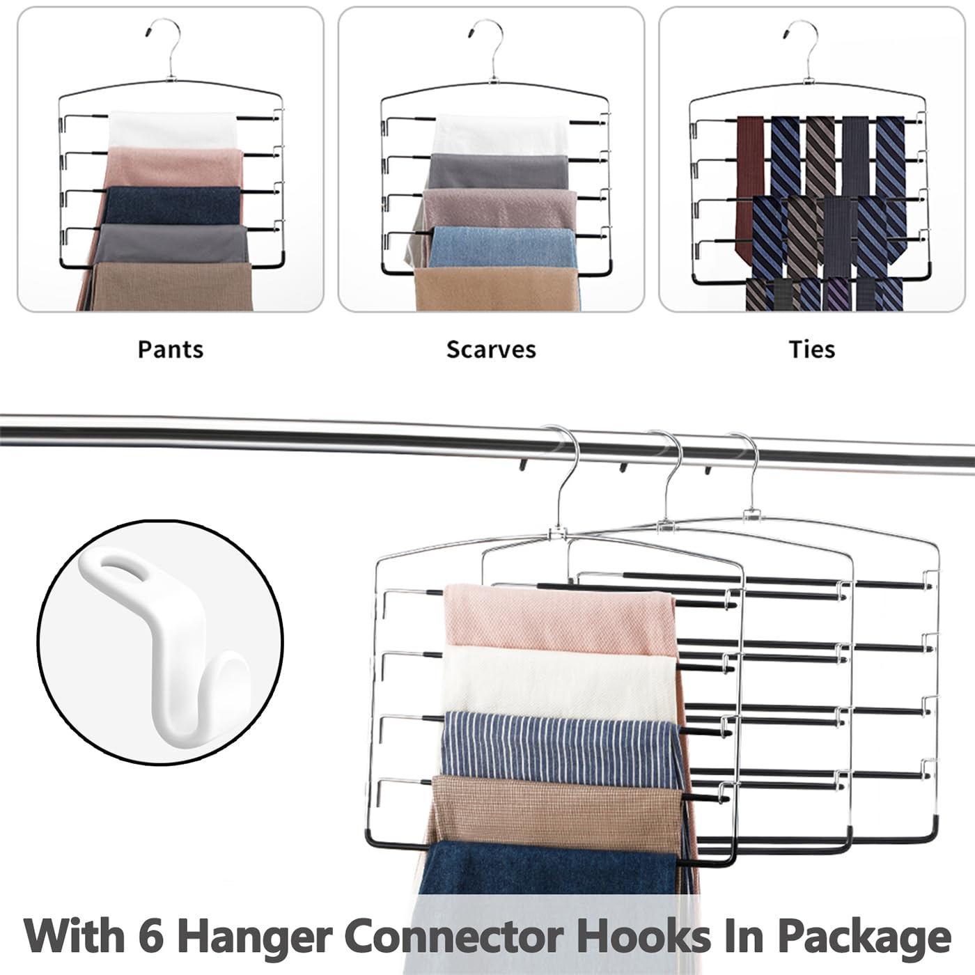 FeeraHozer closet organizer hangers keep jeans and scarves neatly arranged