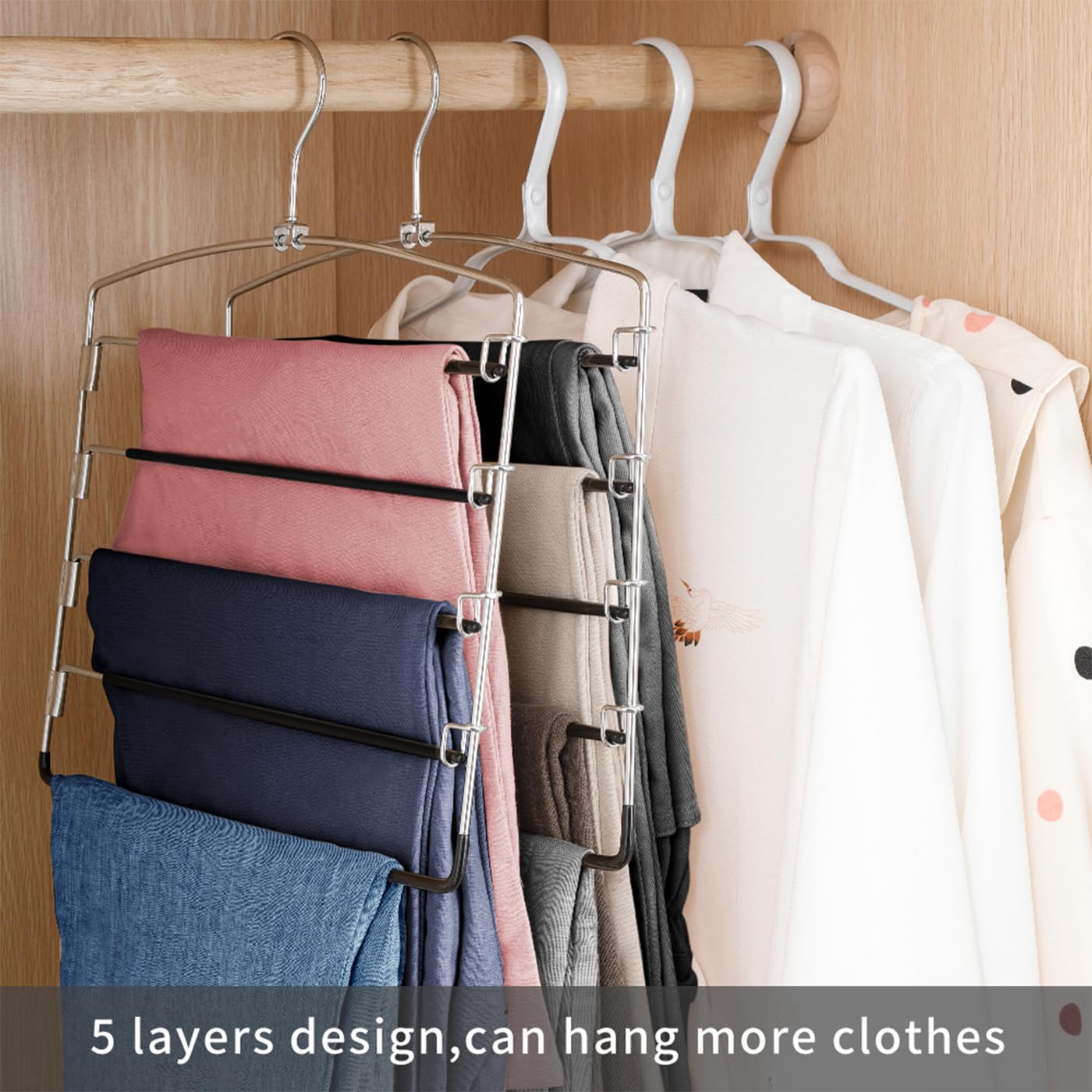 FeeraHozer multi-arm pants hanger with 360° rotation for easy access