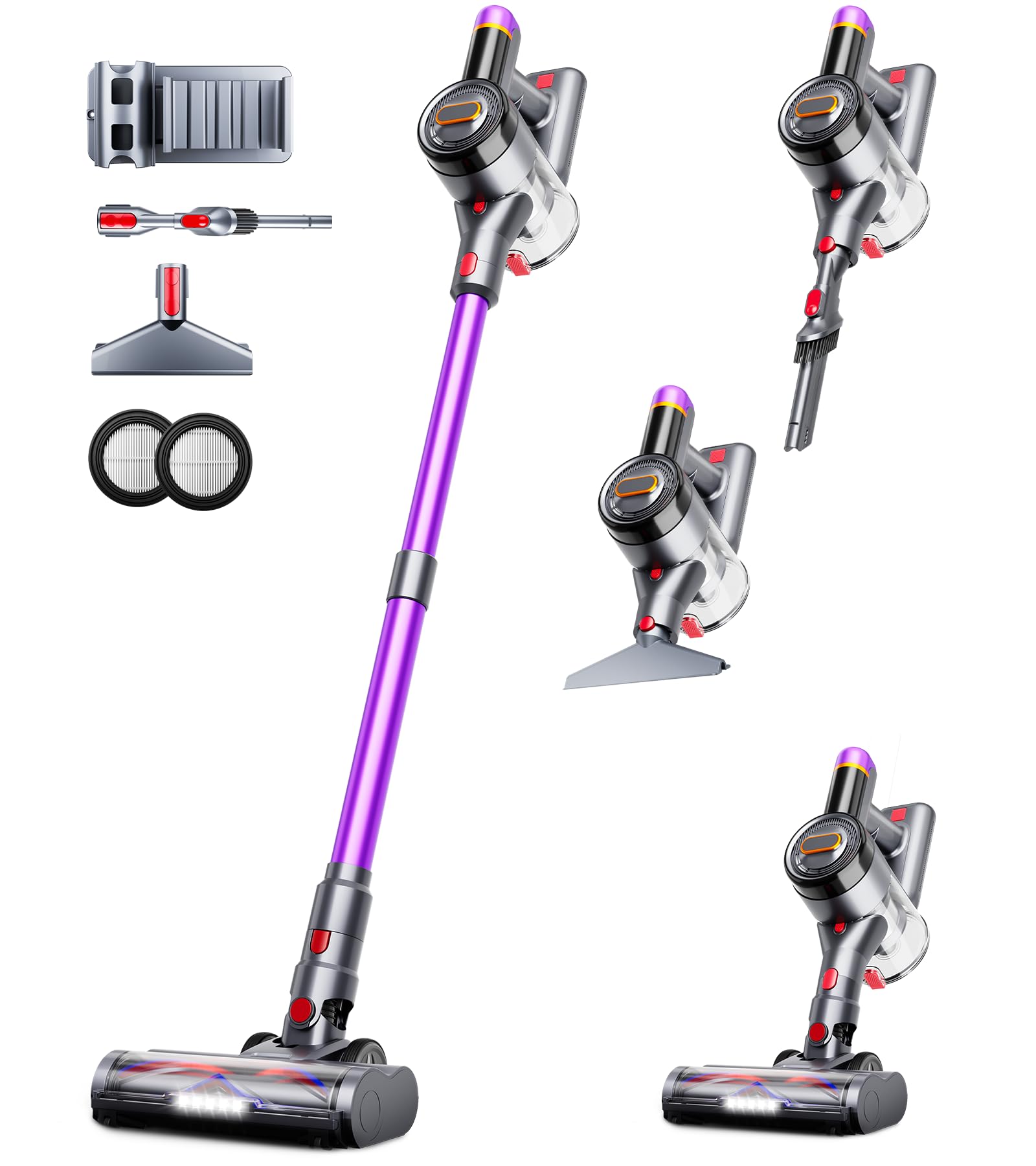 Feetis cordless vacuum shows powerful 550W suction for deep cleaning on carpets