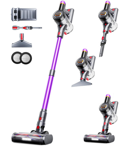 Feetis cordless vacuum shows powerful 550W suction for deep cleaning on carpets