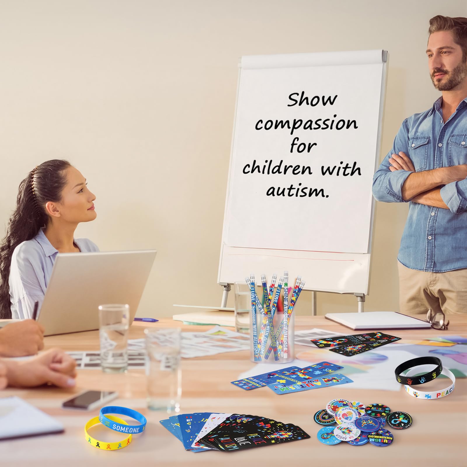 Feifeiya autism awareness stickers—colorful decals for display.