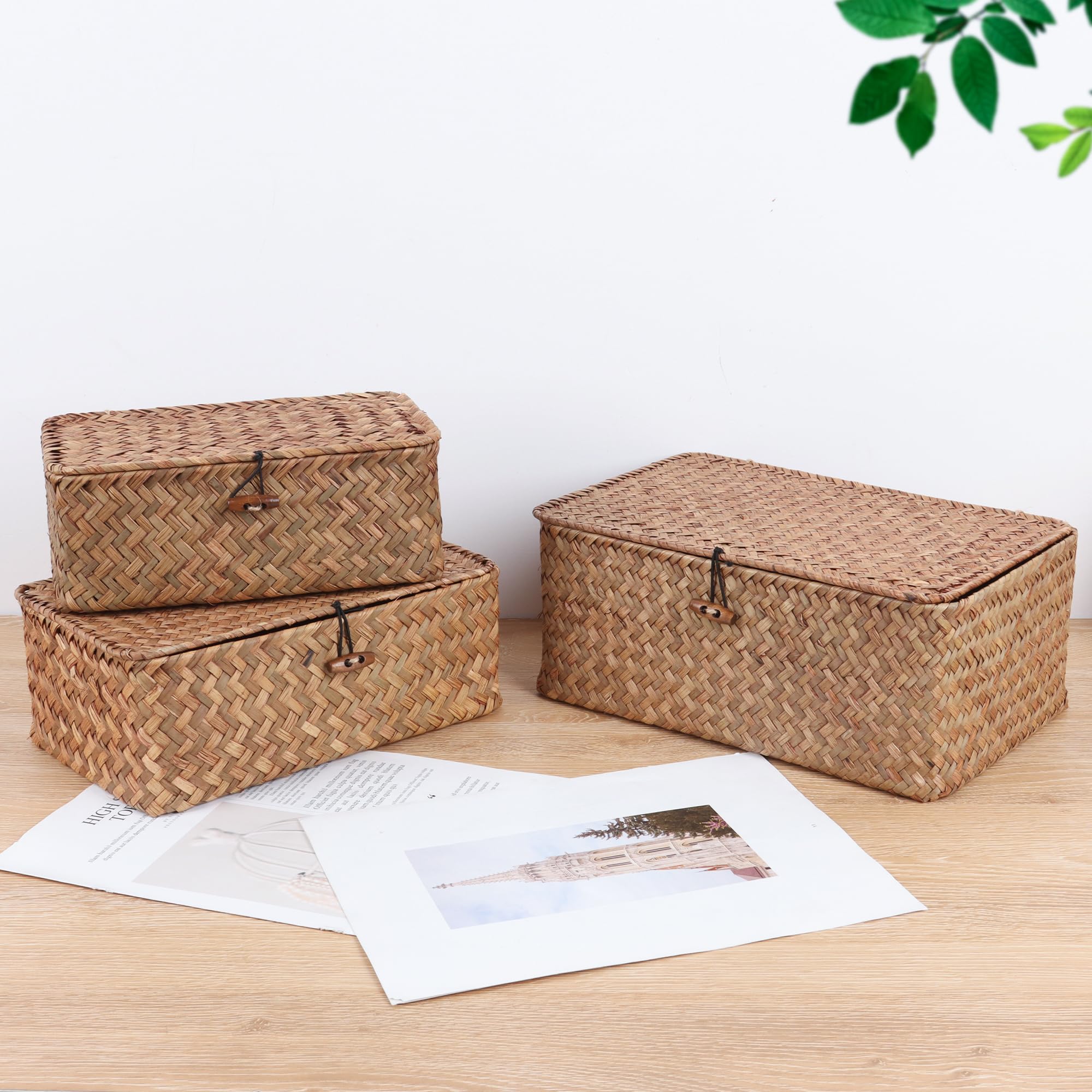 FEILANDUO seagrass storage basket woven by hand for natural, durable organization