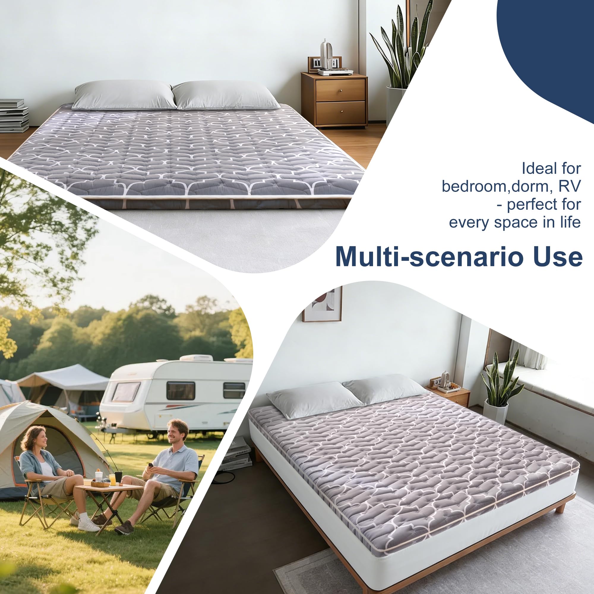 Feisaibaoly futon expanded to full queen size on floor for comfortable sleeping area.