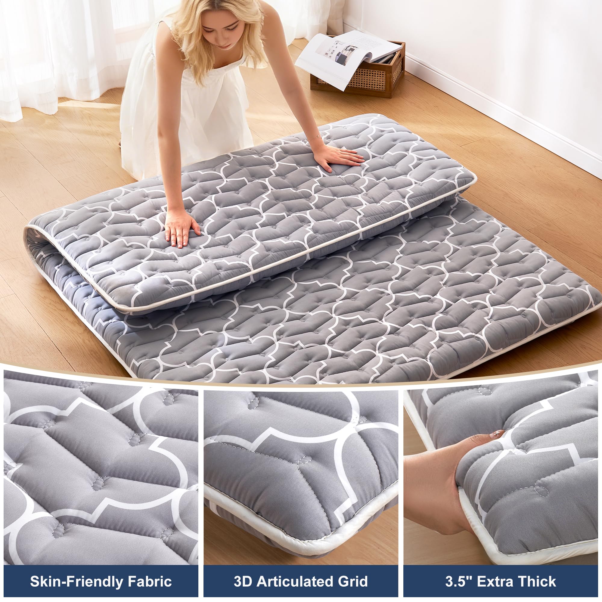 Feisaibaoly futon rolled for portability, easy to store and transport.