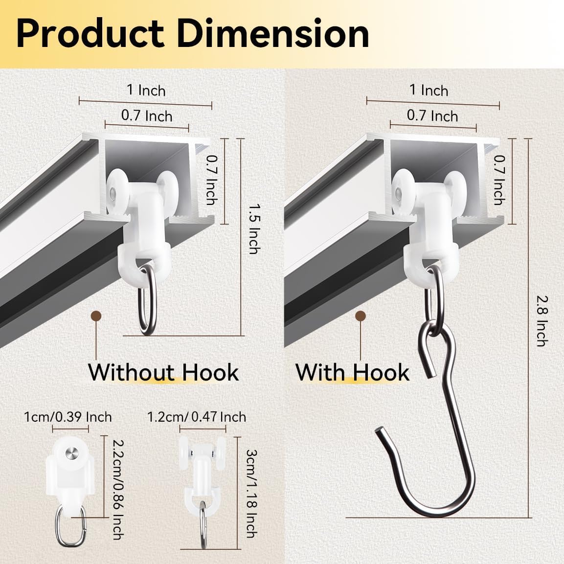 FELIDESIGN curtain track with roller hooks enabling effortless drapery sliding