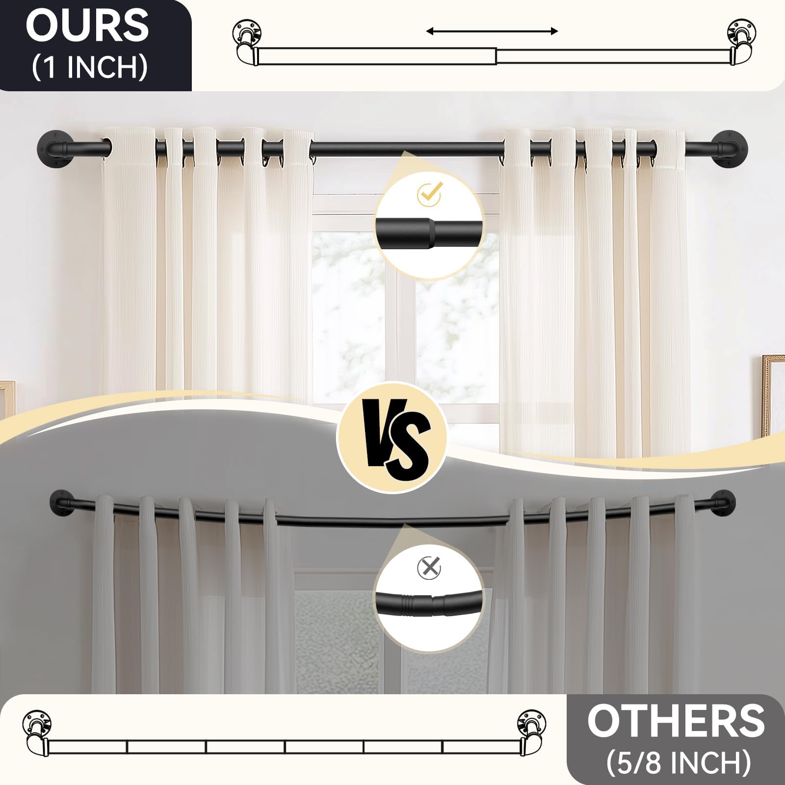FELIDESIGN easy-install curtain rod with included hardware
