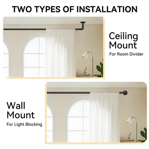 FELIDESIGN living room setup featuring wrap-around curtain rod