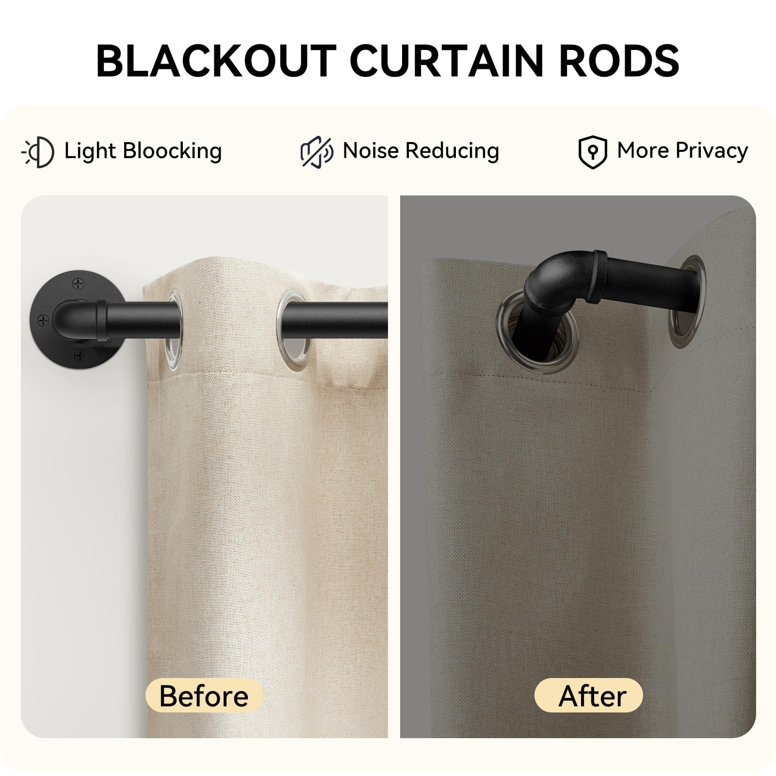 FELIDESIGN sturdy rod supporting heavy curtains up to 40 pounds
