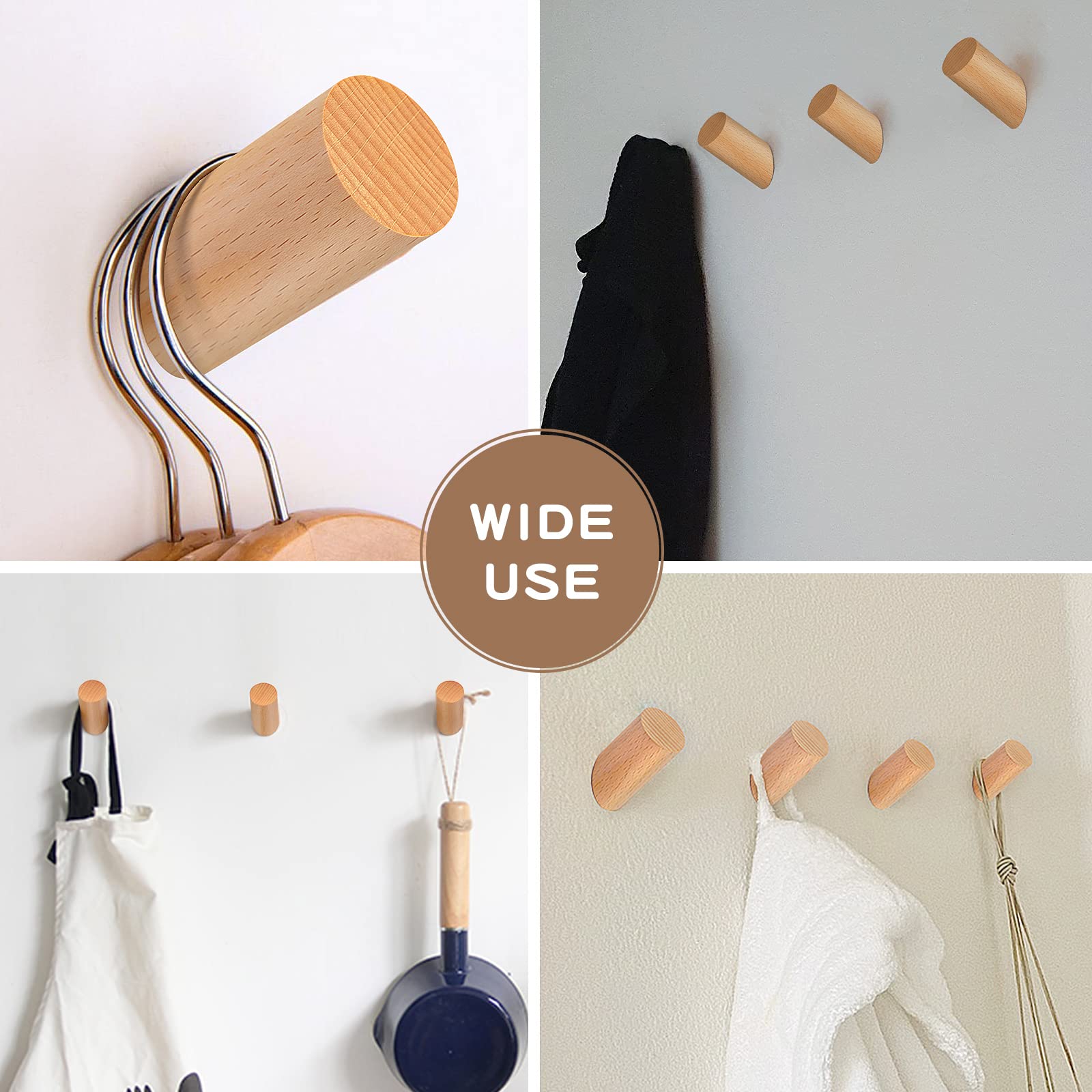 Felidio towel hook in beech wood adds natural warmth to bathrooms.