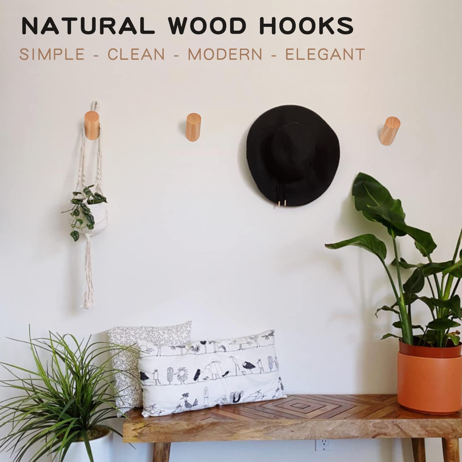 Felidio entryway beech wood hook rack keeps coats and bags neatly hung.