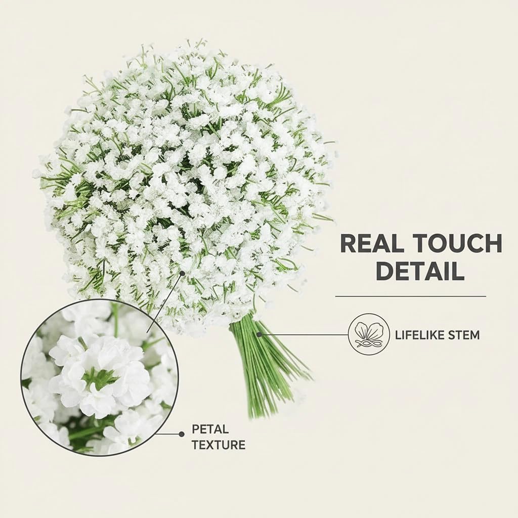 FelineFold Babys Breath 120pcs wedding altar shot for elegant, maintenance-free decor.