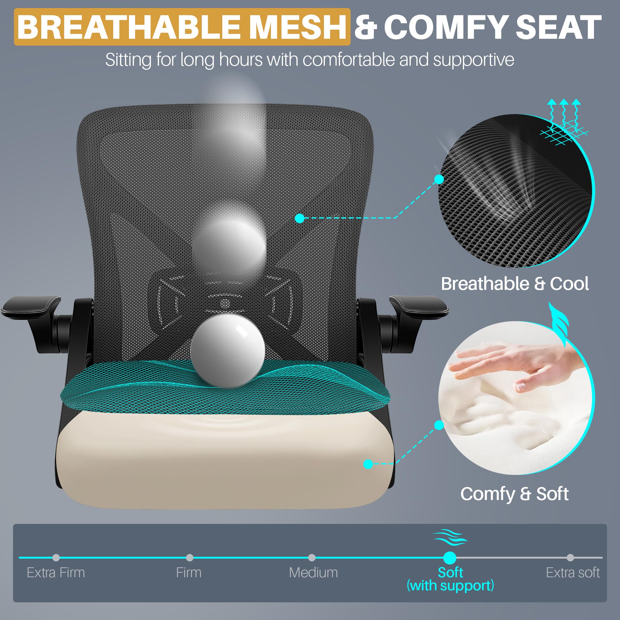 FelixKing Office Chair armrests flip-up demonstrates space-saving ergonomic design.