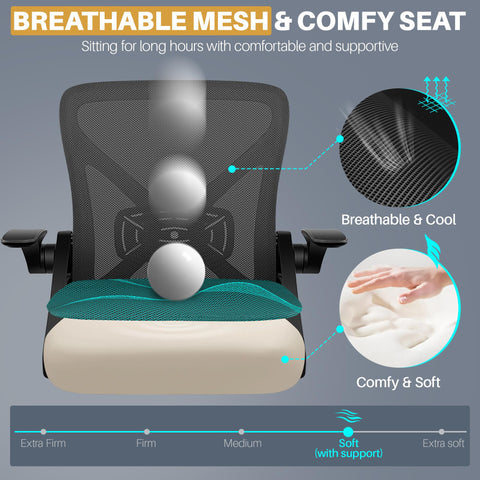 FelixKing Office Chair armrests flip-up demonstrates space-saving ergonomic design.