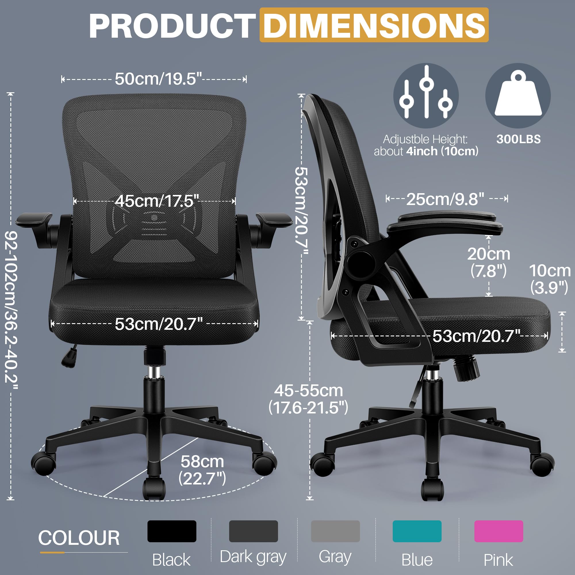 FelixKing Office Chair lumbar adjustment provides targeted back support during long computer work.