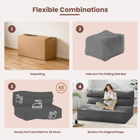 Feliz Home no assembly required, box opened and expanded