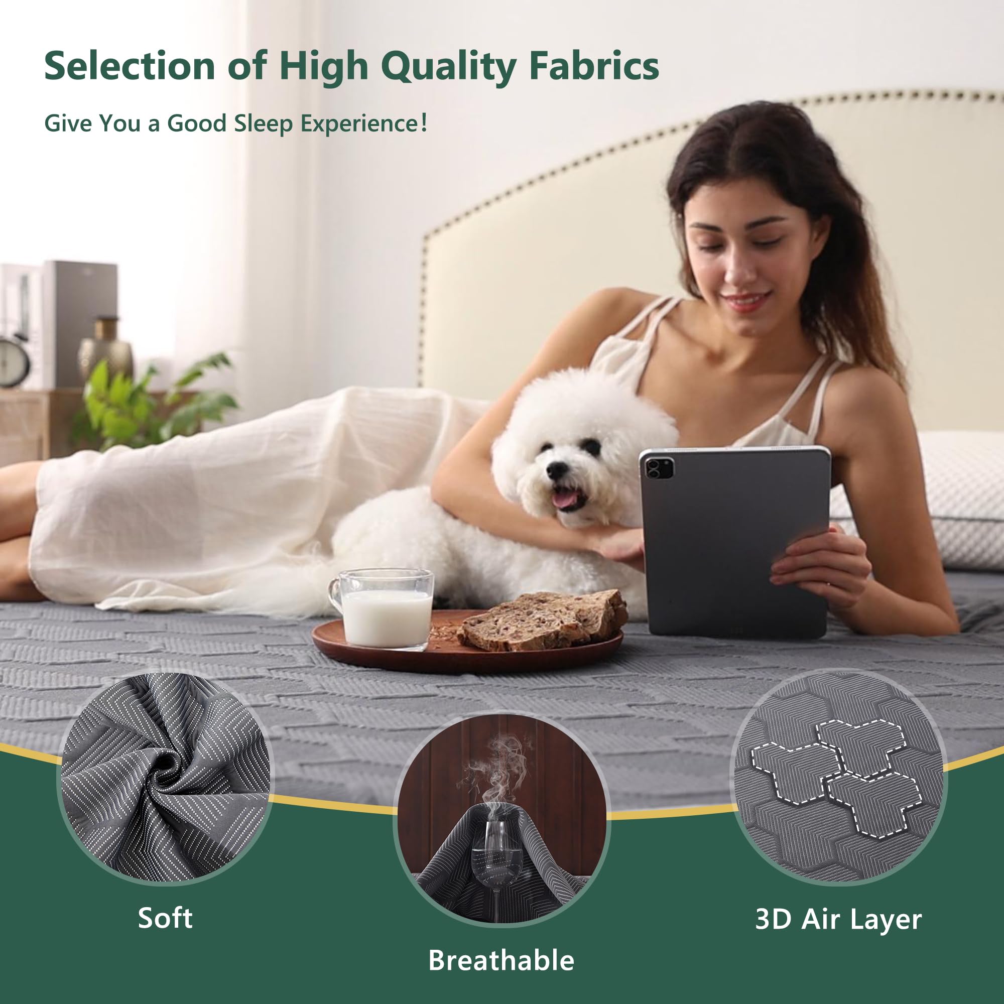 Feltybed deep pocket with elastic skirt securing a 6–15 inch mattress