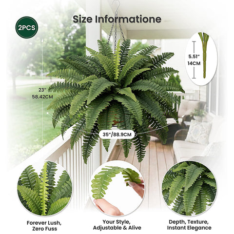 Fely bely large 35-inch artificial fern spreads inviting greenery across indoor spaces.