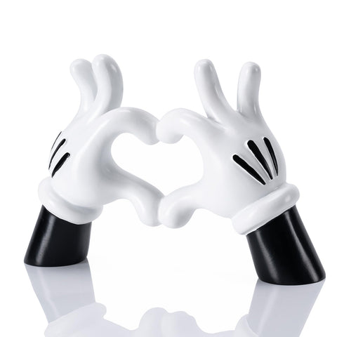 FelyHos Heart Hands cartoon resin statue adds playful charm to desks and shelves.