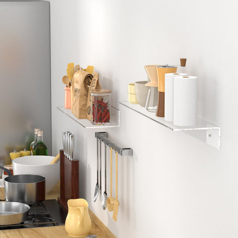 FEMELI 5mm thick acrylic shelves offer strong support with simple wall mounting.