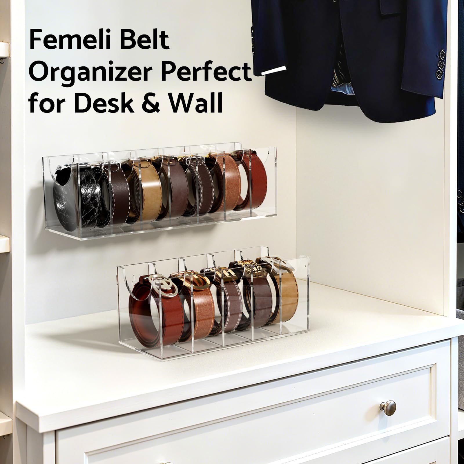 FEMELI belt organizer fits closets and dressers for tidy shelves