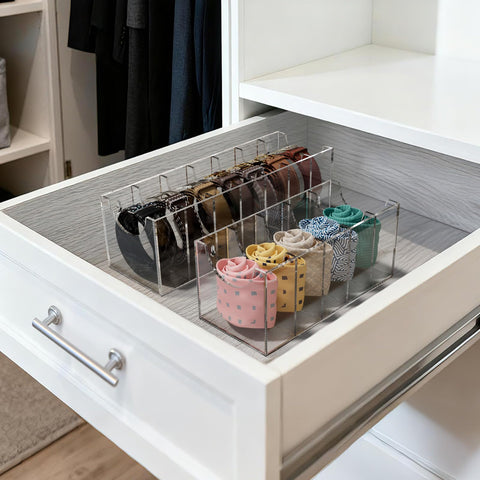 FEMELI belt organizer open compartments enable easy belt access