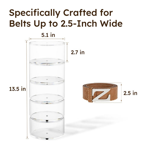 FEMELI 5-layer display case keeps belts, watches, and ties organized and accessible.