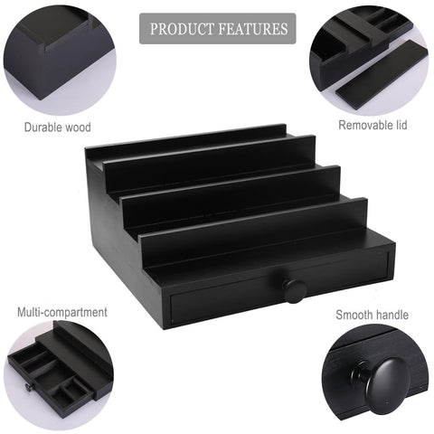 Fengligoo Black Cologne Organizer top view reveals smooth black finish.