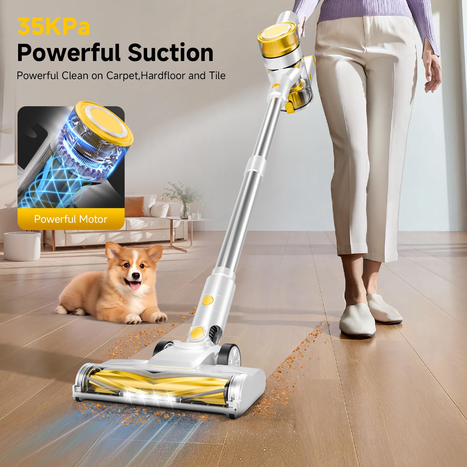 fenhua 35kPa suction captures deep dirt and pet hair on floors