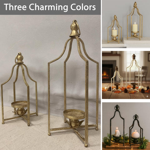 Fenisam Antique Gold Lantern close-up shows soft satin finish.